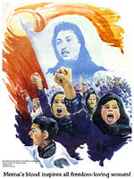 RAWA-Plakat mit dem Bildnis ihrer Gründerin